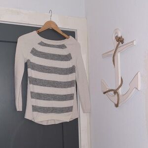 Loft Petite Striped Gray/White Women's Sweater